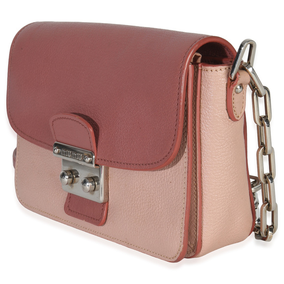 Miu Miu Pink Bicolore Goatskin Madras Chain Shoulder Bag - Picture 4 of 8